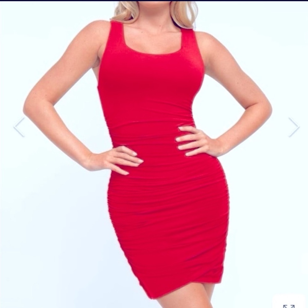 NWT Saints 21 red bodycon ruched fitted dress size medium